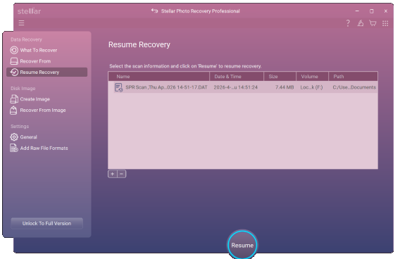 Resume Recovery
